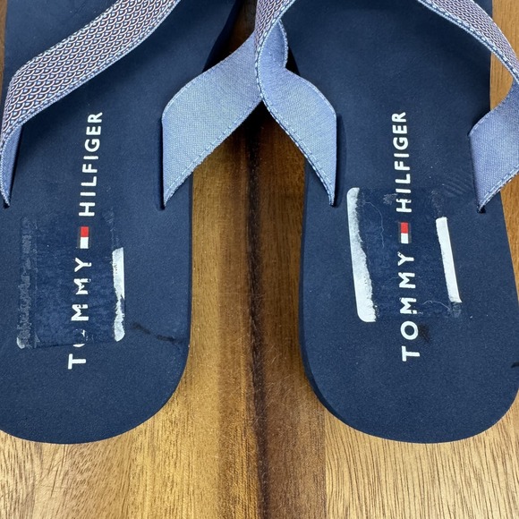 New NWT Tommy Hilfiger Navy Blue Patterned Thong Sandals Flip Flops Size 9 M - Picture 9 of 9
